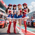エルフレースクイーンチーム、サーキットで記念撮影 4枚目