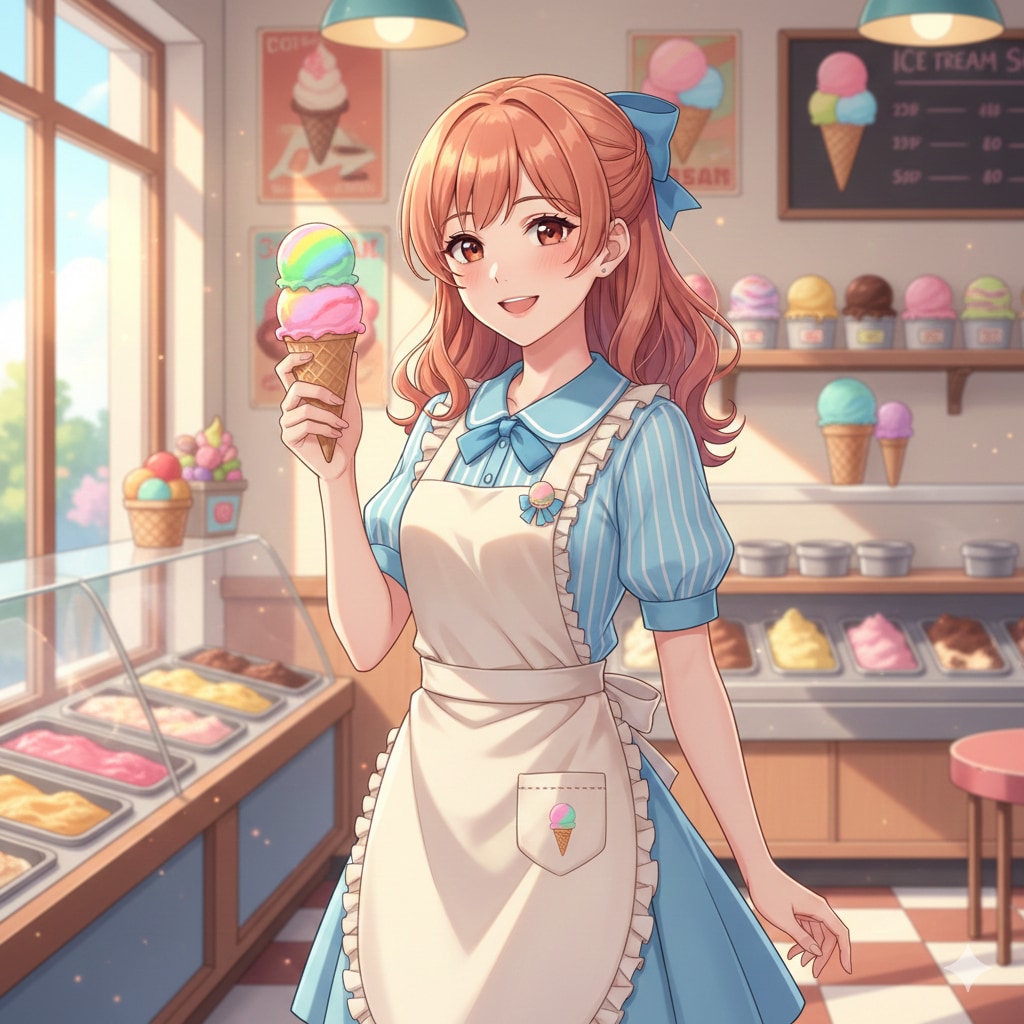 アイスクリーム屋店員 23歳女性 | の人気AIイラスト・グラビア