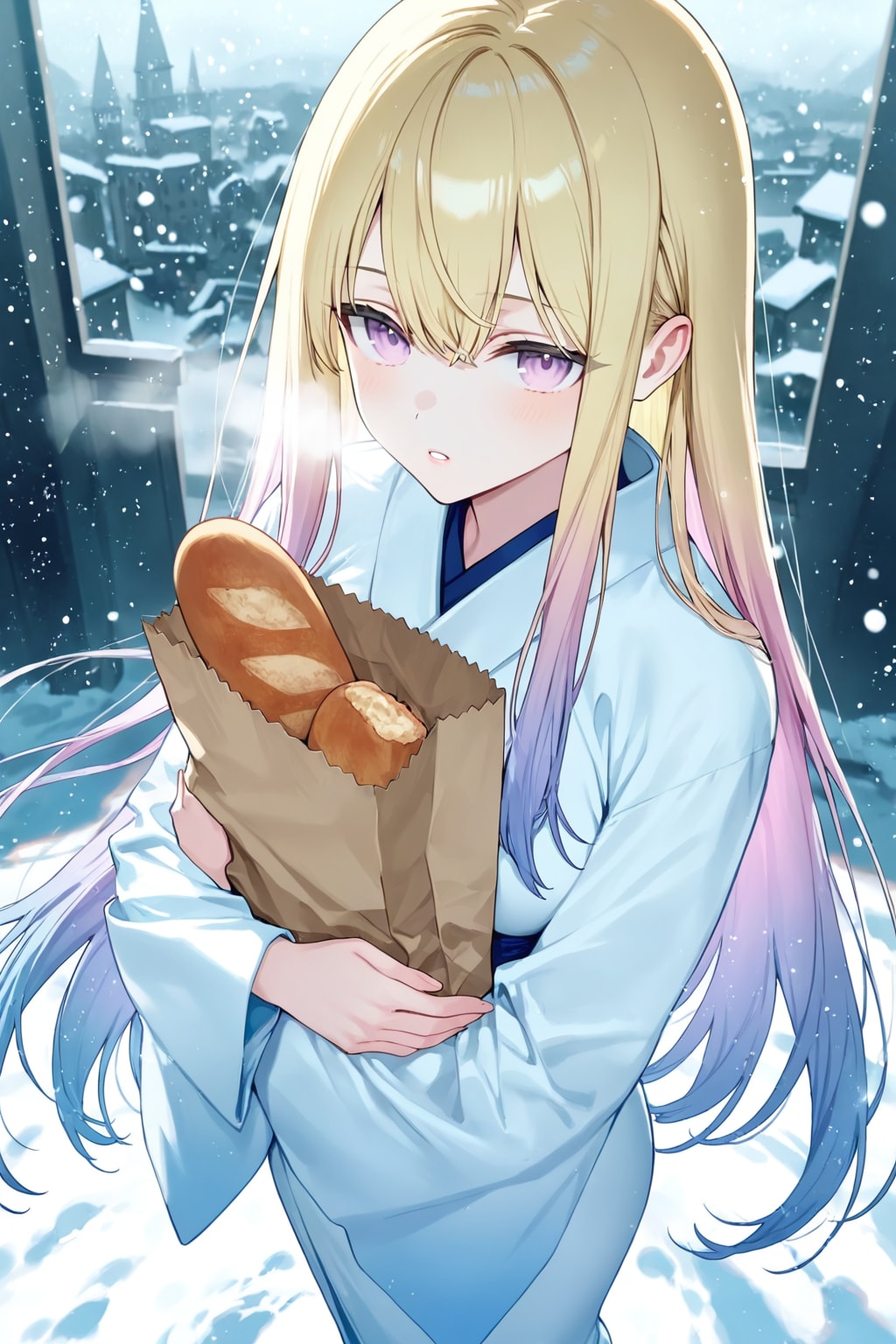 町までパンを買いに来た雪女