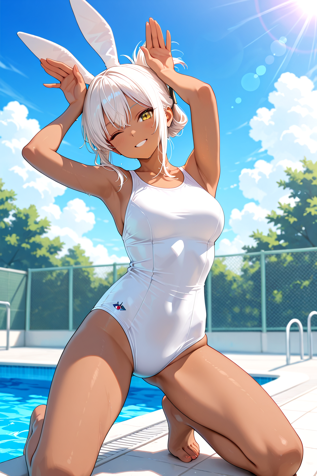 出遅れたスク水バニー