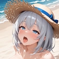 砂浜でパイズリしてくれる銀髪ちゃん 7枚目