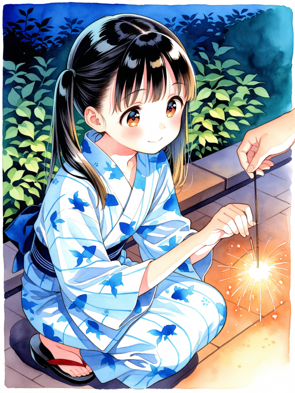 お庭で線香花火