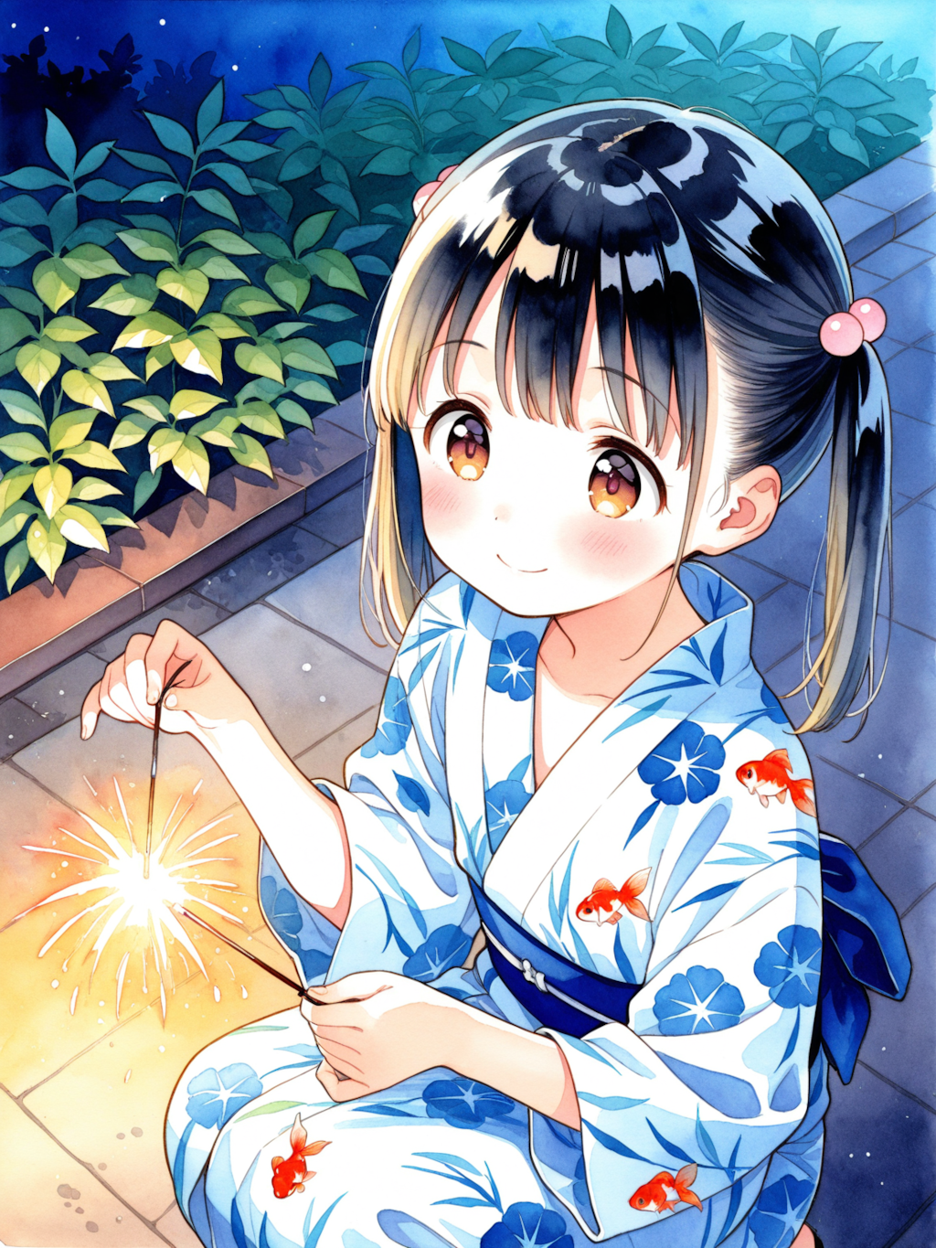 お庭で線香花火