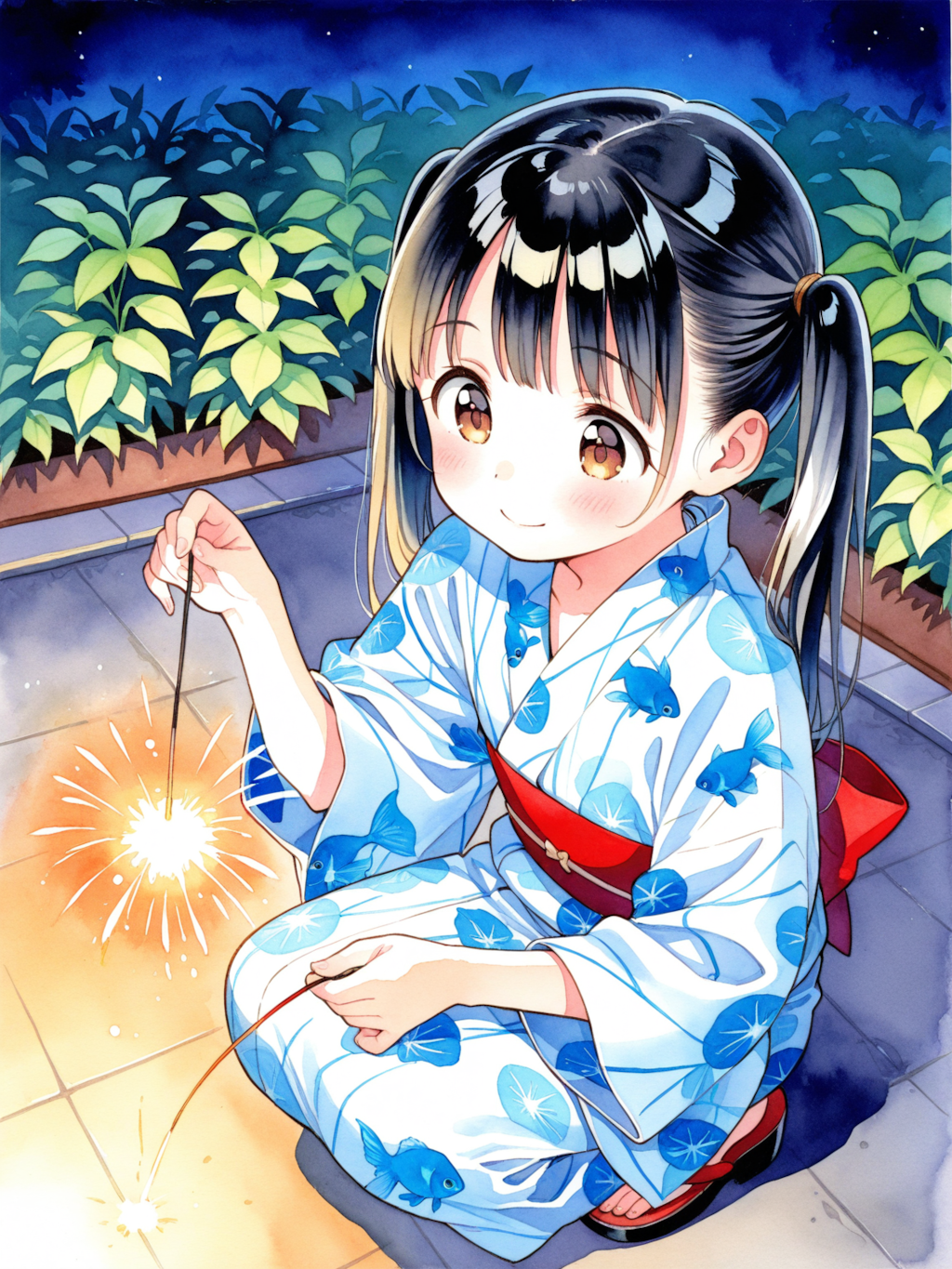 お庭で線香花火