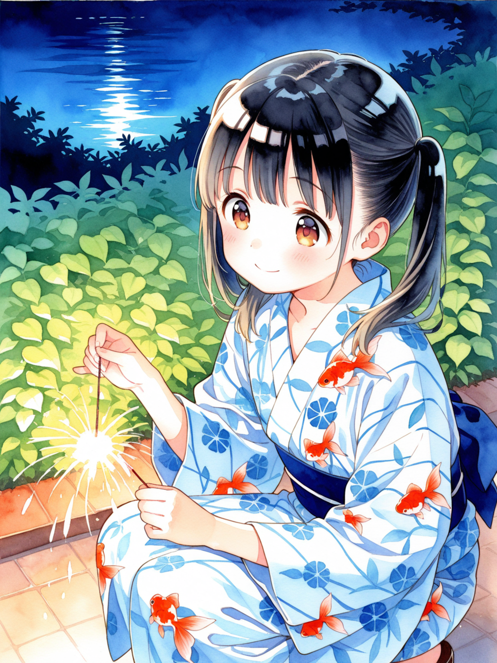 お庭で線香花火