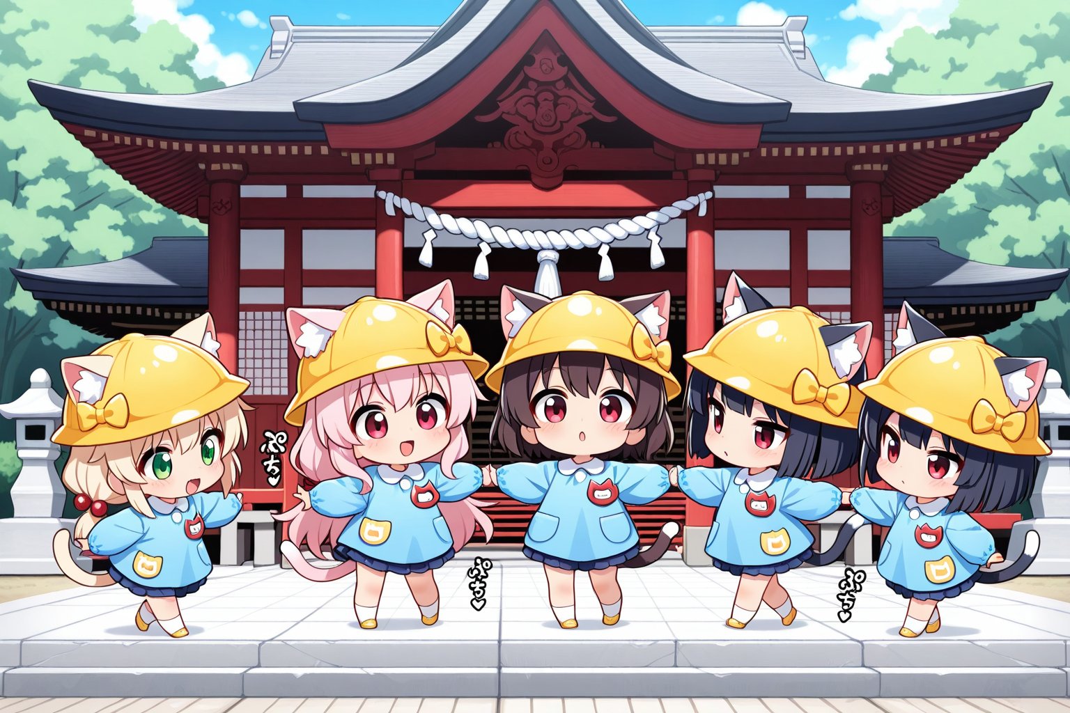 ねこみみようちえん、みんなではつもうで！！ | の人気AIイラスト・グラビア