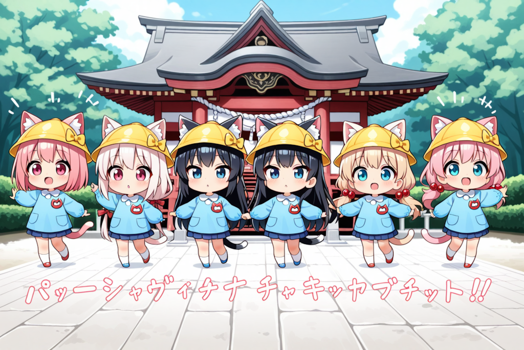 ねこみみようちえん、みんなではつもうで！！