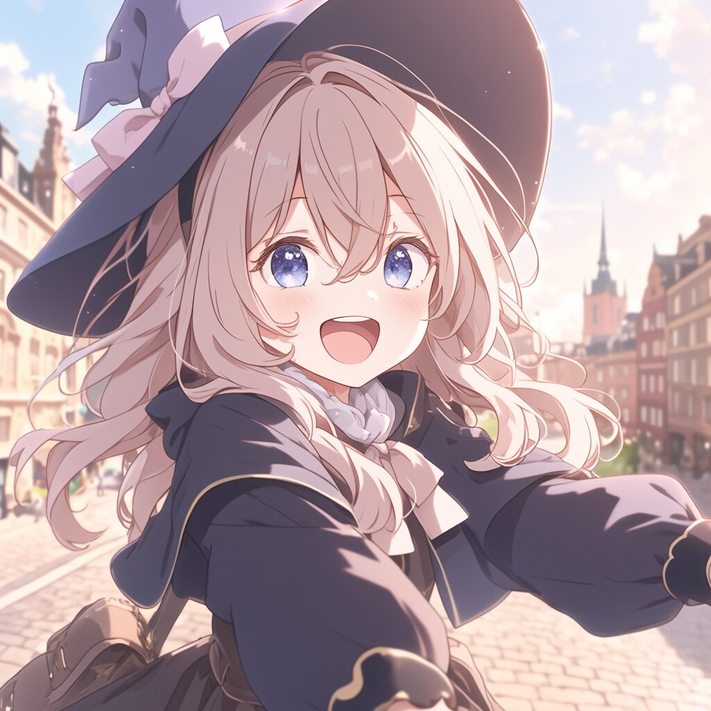 魔女が街中で自撮り Witches take selfies in the city.