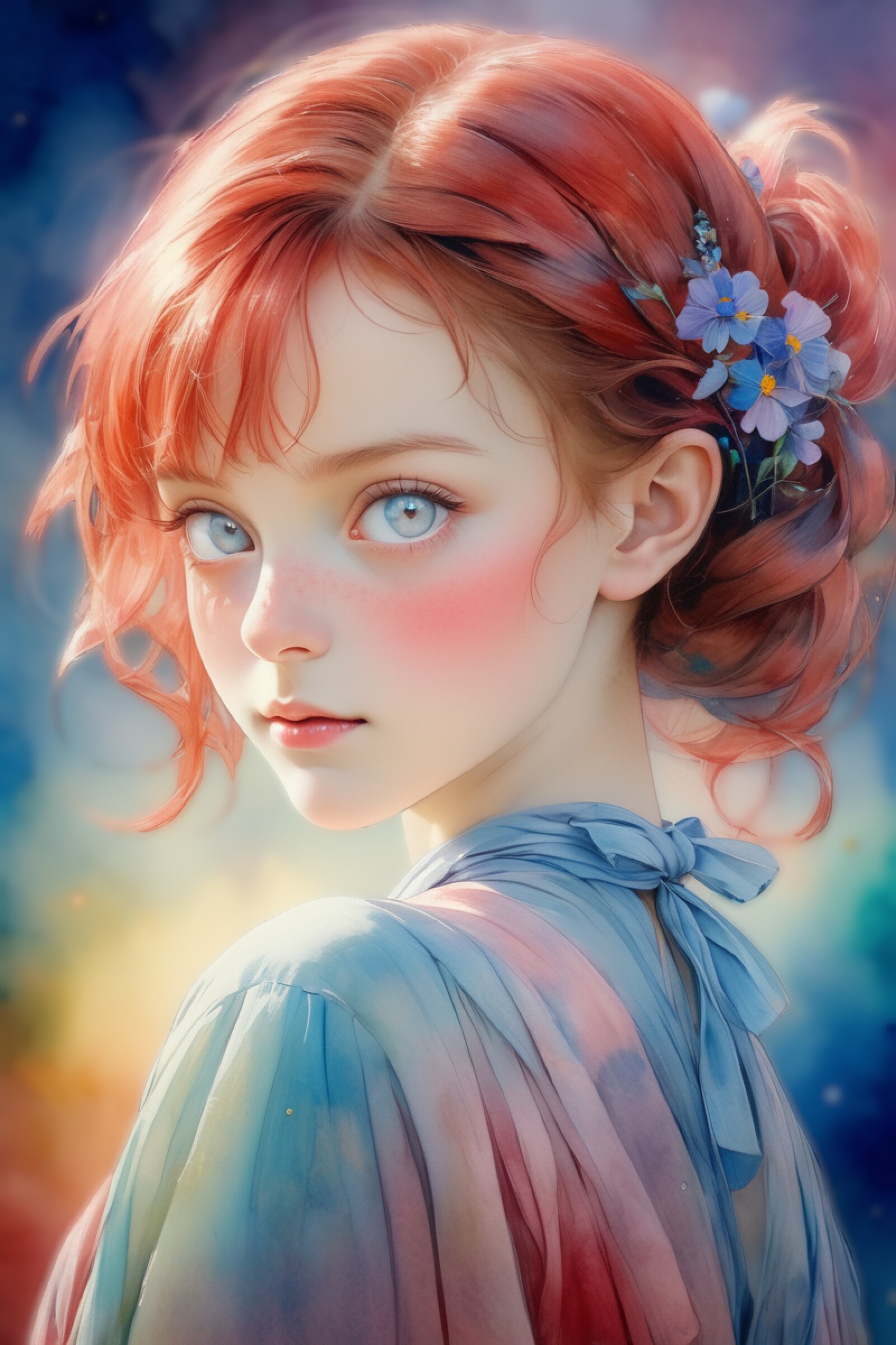 透き通るような美しい瞳をした赤髪の美少女