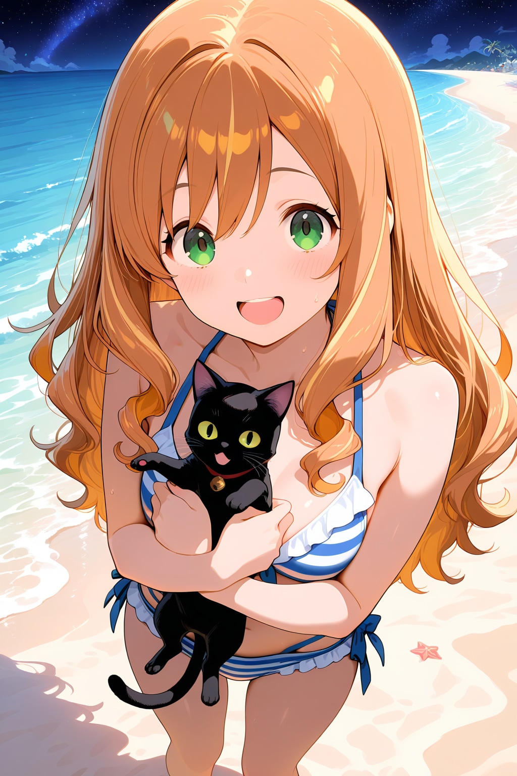 砂浜の魔女と黒猫