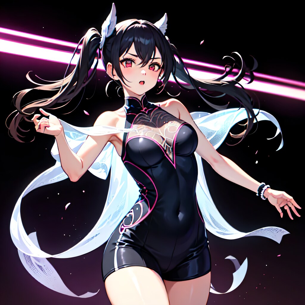 黒髪ツインテでレオタードの少女４