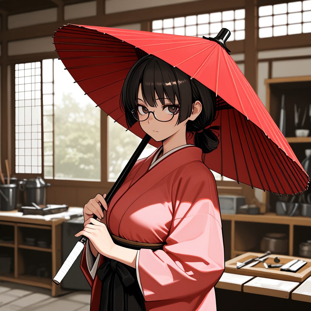 老舗和傘工房の看板娘さん