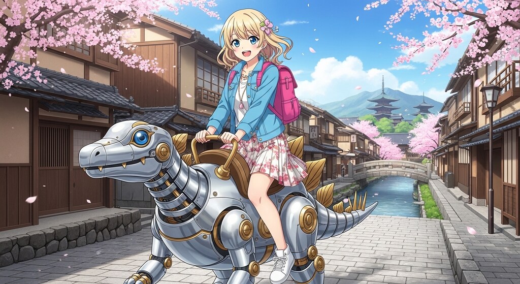 ロボット恐竜で移動中