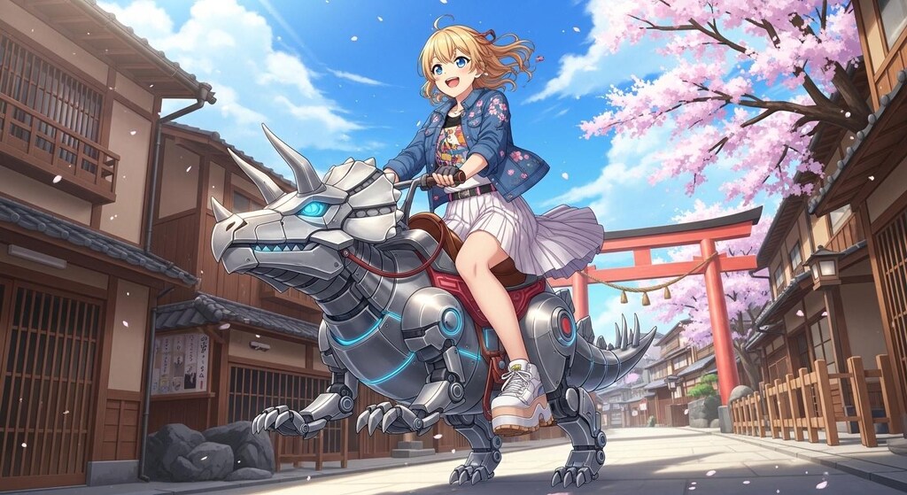 ロボット恐竜で移動中