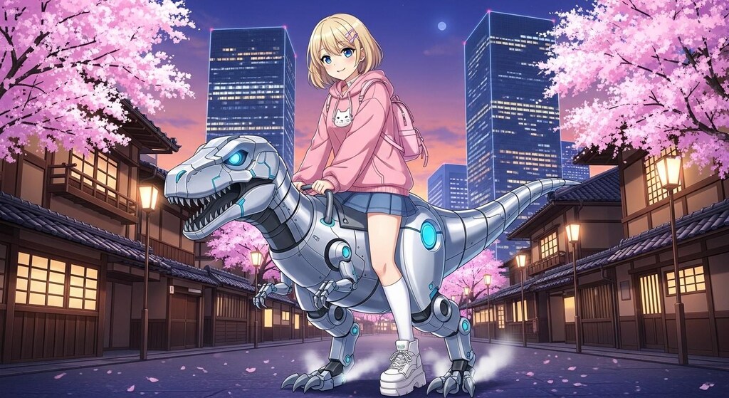 ロボット恐竜で移動中