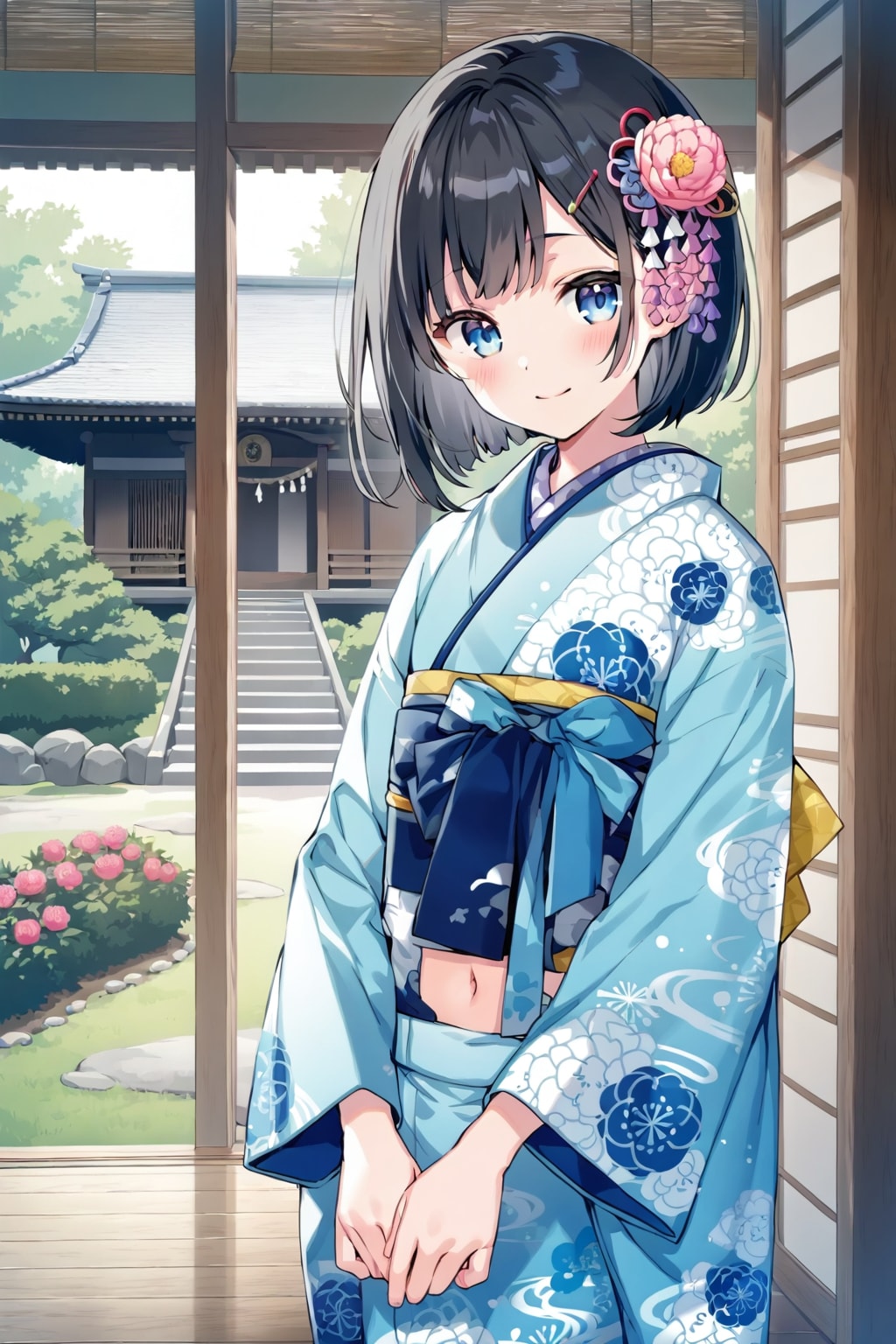 lilacでへそ出し着物