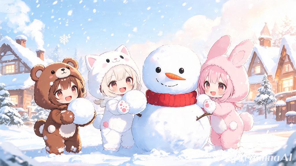 【#あえて冬】突然大雪が積もったので雪だるまを作ることにした。☃