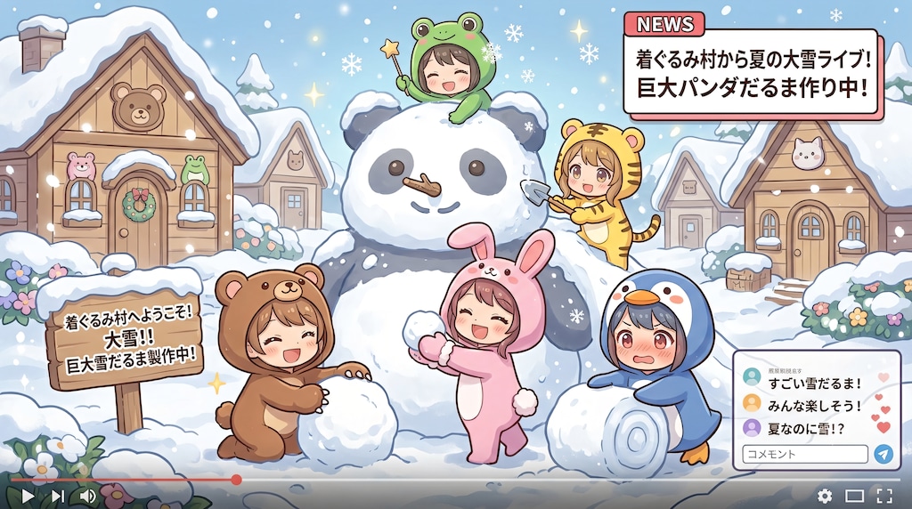 【#あえて冬】突然大雪が積もったので雪だるまを作ることにした。☃