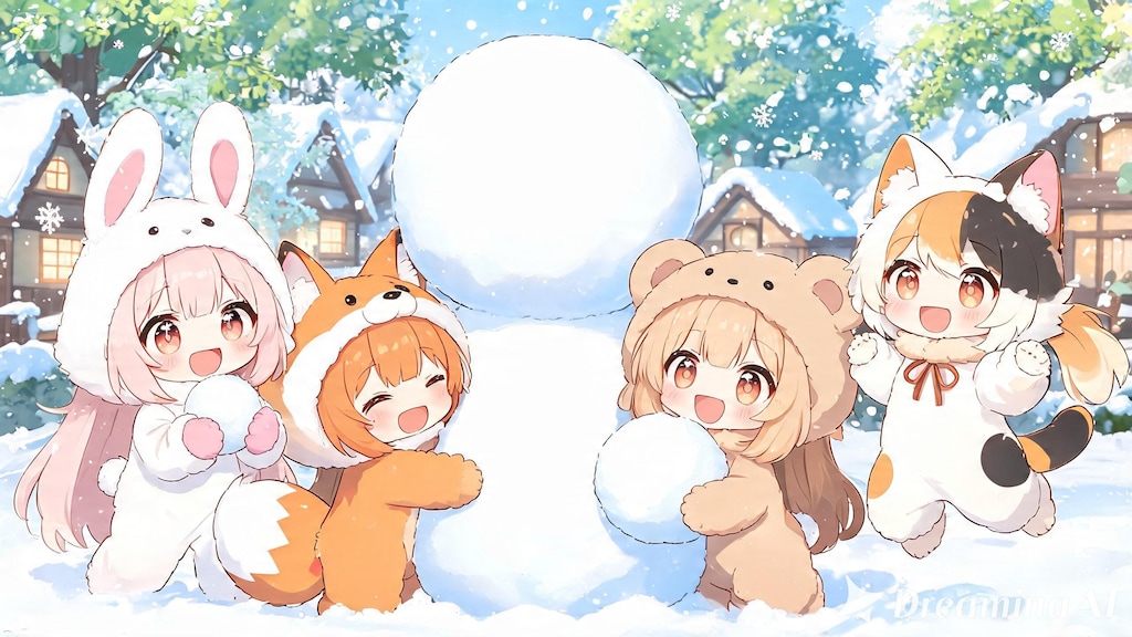 【#あえて冬】突然大雪が積もったので雪だるまを作ることにした。☃