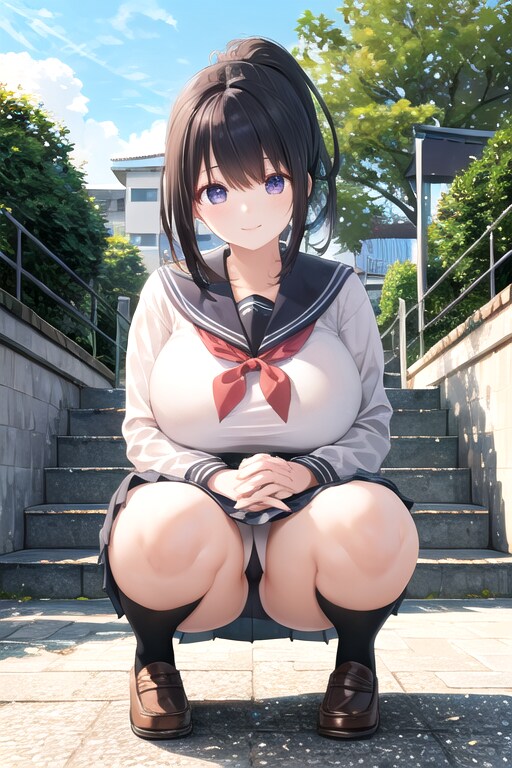 しゃがむ女の子