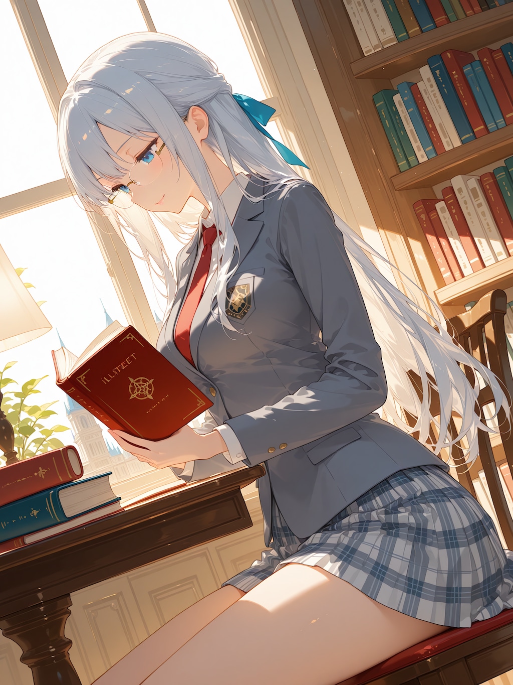 図書館で読書