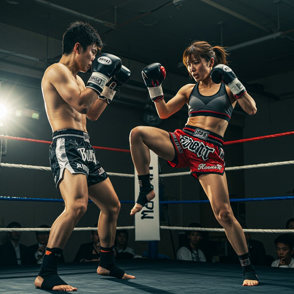 人妻キックボクサー vs 男性キックボクサー