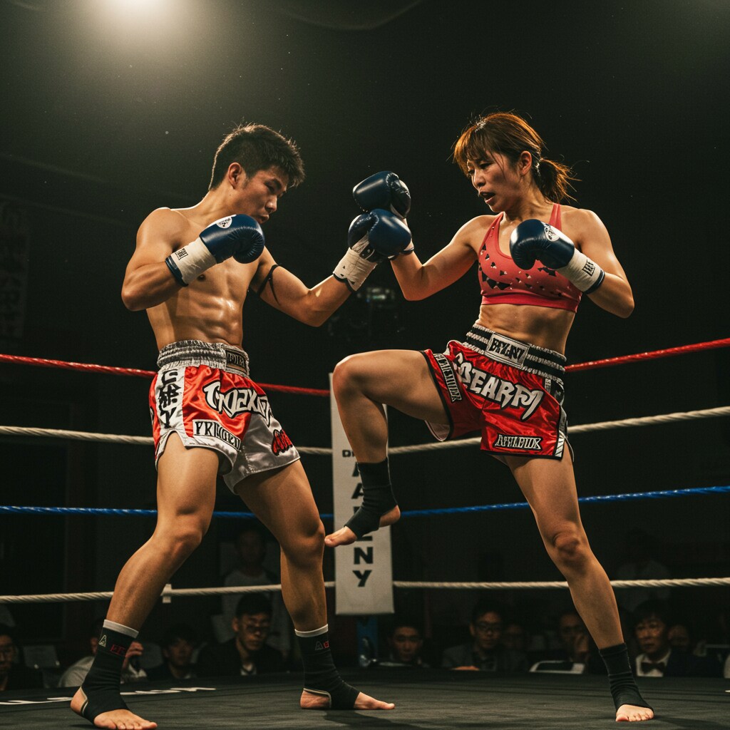 人妻キックボクサー vs 男性キックボクサー