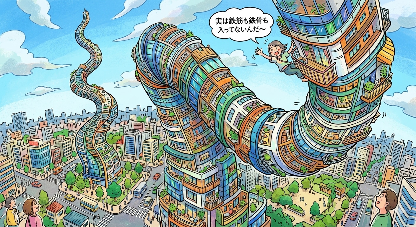 無鉄筋無鉄骨のくねくねタワマン | の人気AIイラスト・グラビア