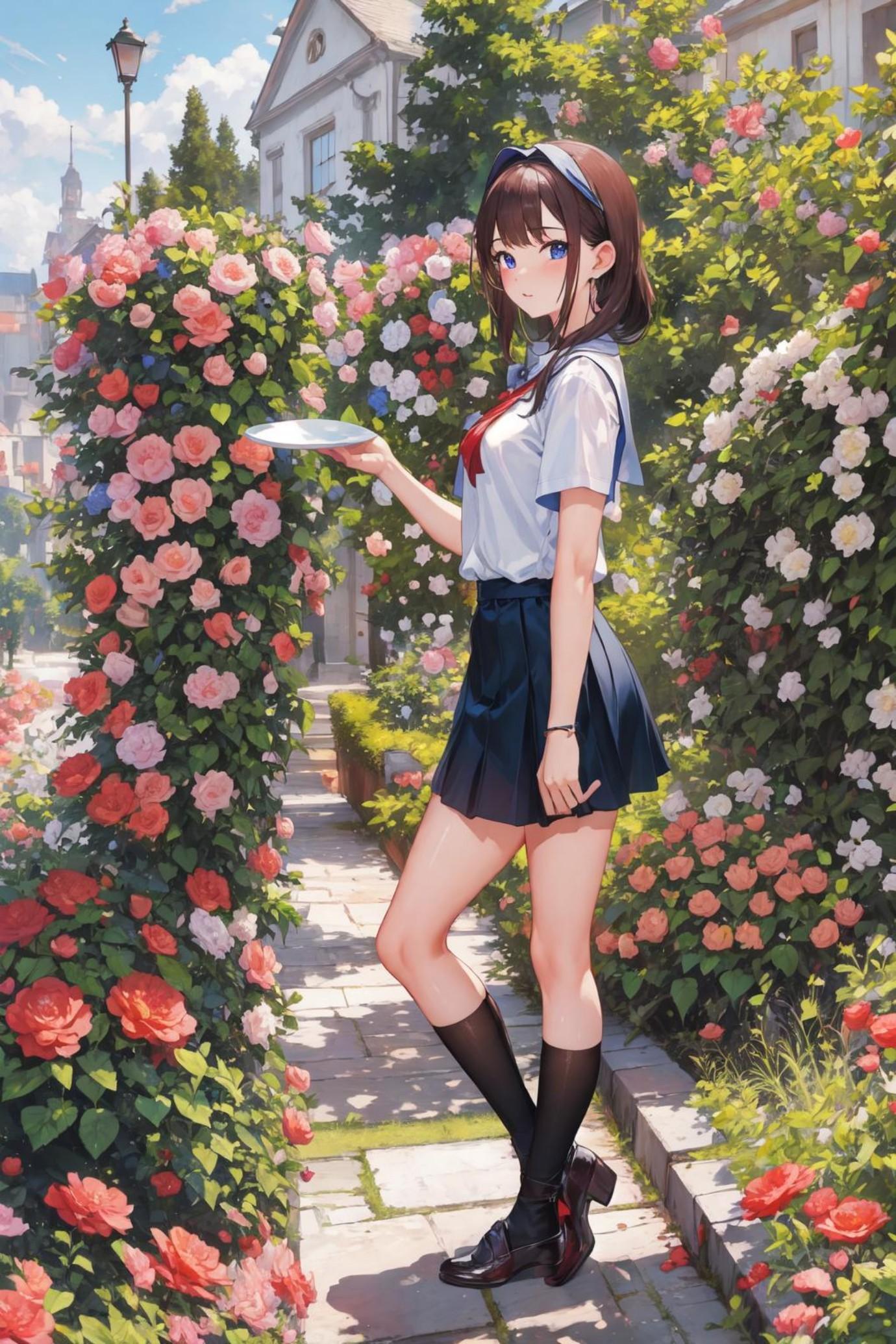 薔薇園と茶髪ちゃん