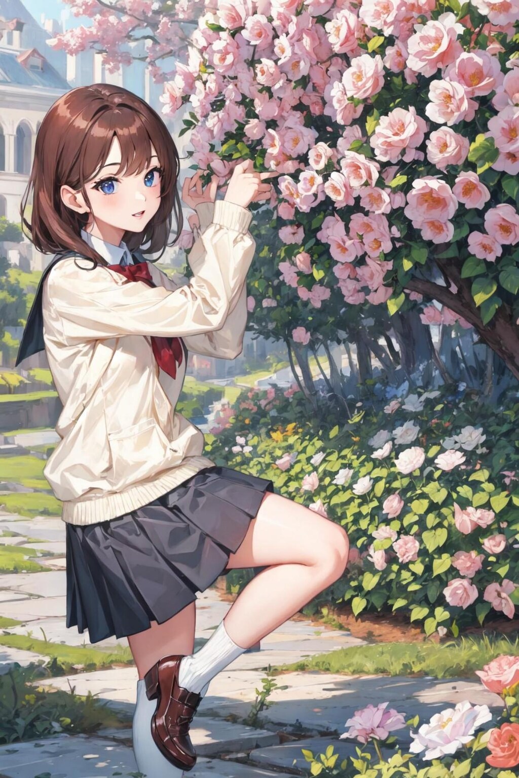 薔薇園と茶髪ちゃん