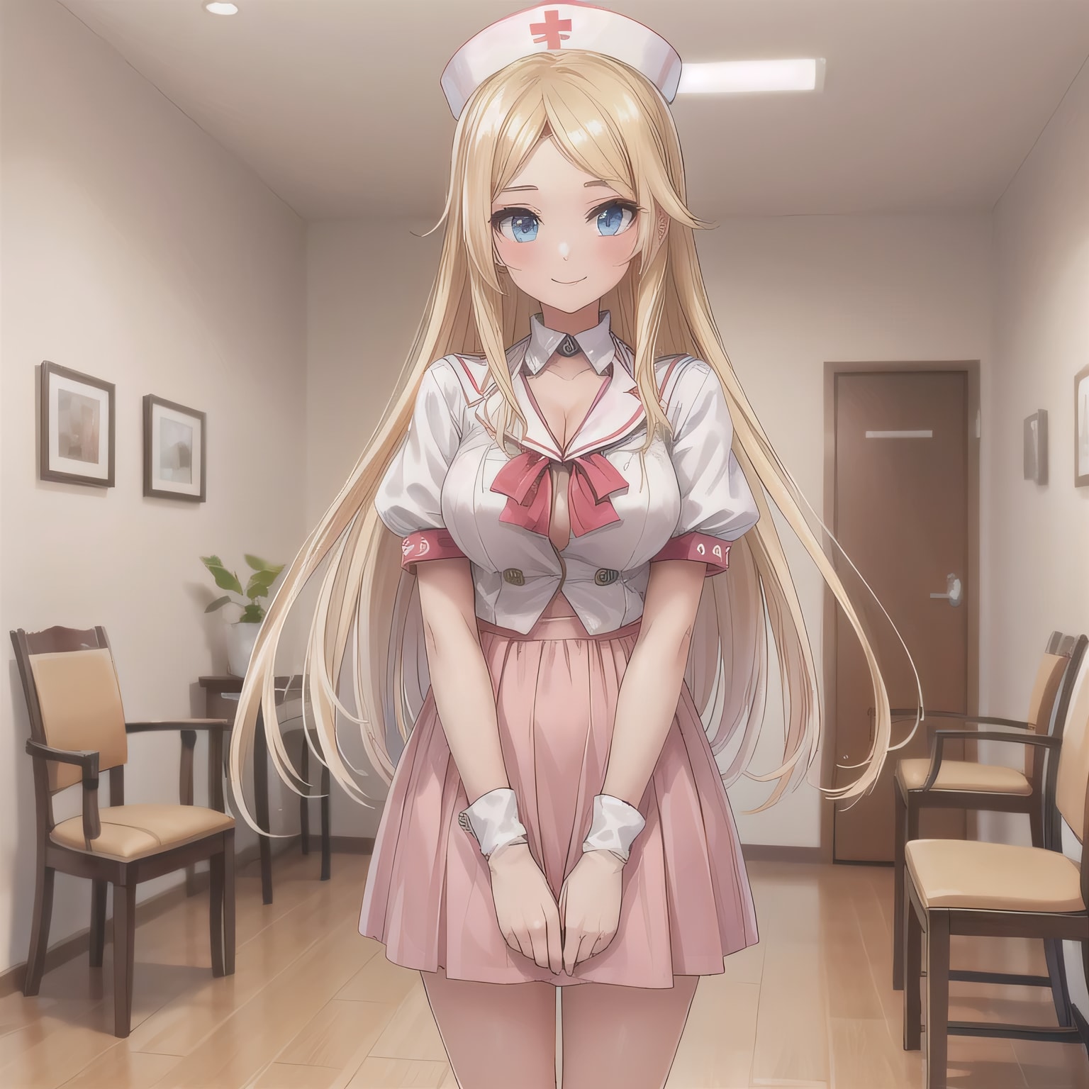 金髪ロングで看護服の少女２ | の人気AIイラスト・グラビア