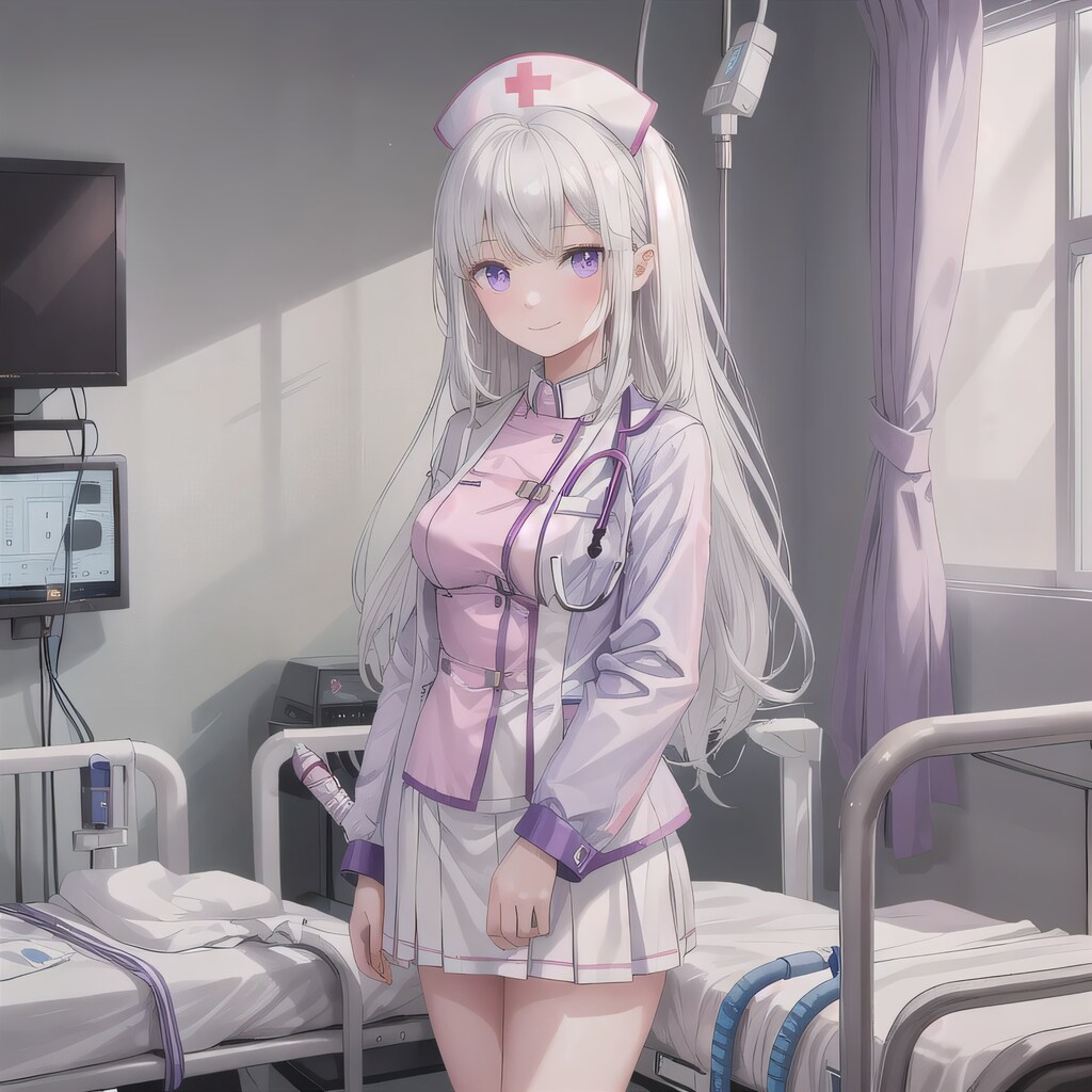 白髪ロングで白衣の少女８