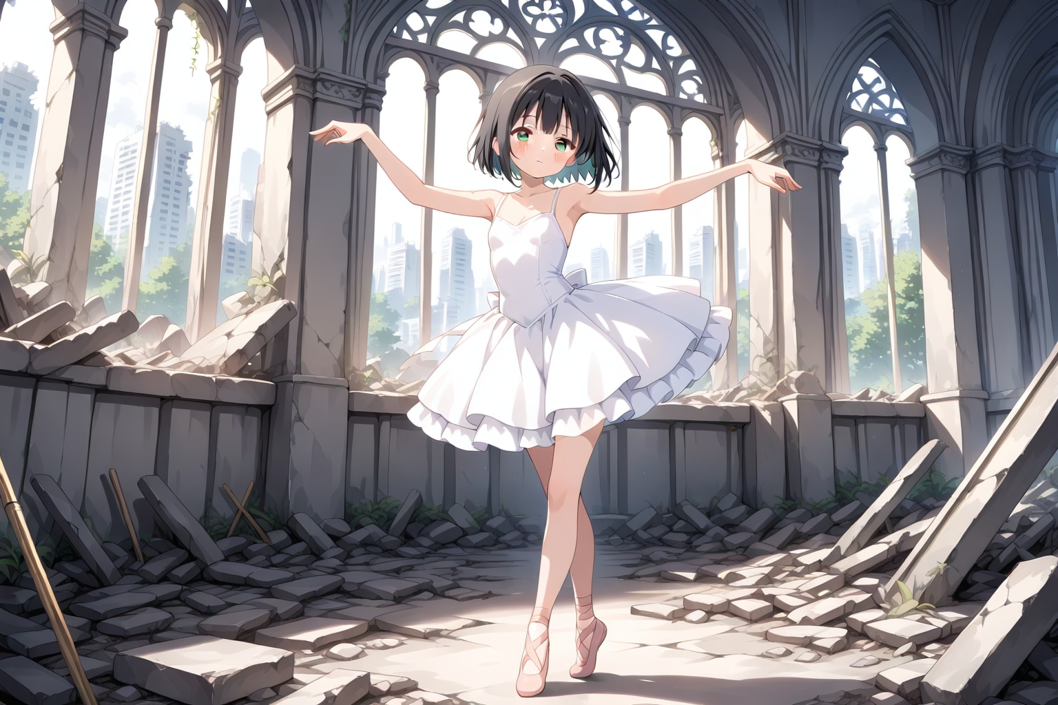 廃墟に舞う少女 | の人気AIイラスト・グラビア