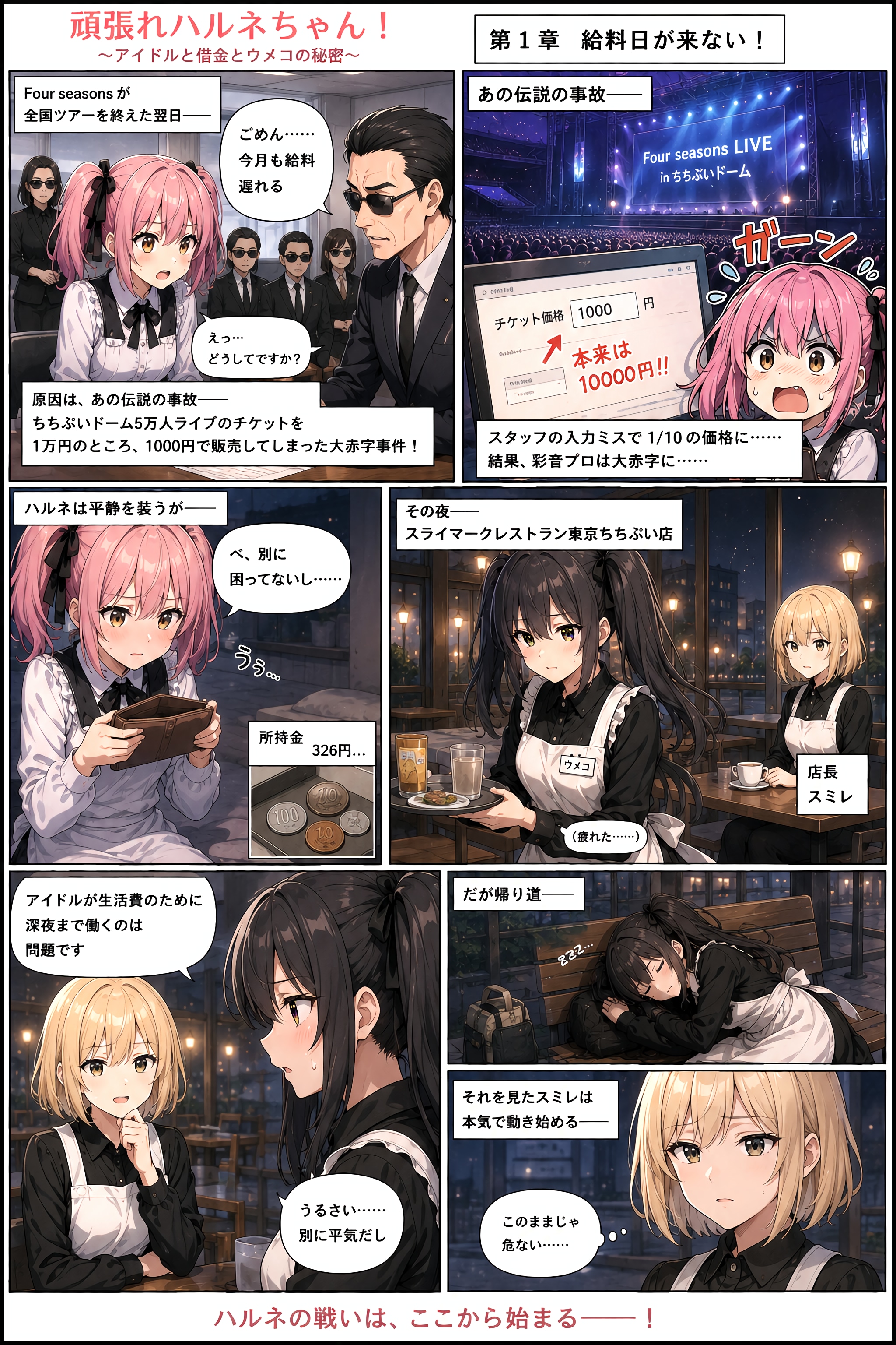 頑張れハルネちゃん〜アイドルと借金とウメコの秘密〜第1章〜第3章