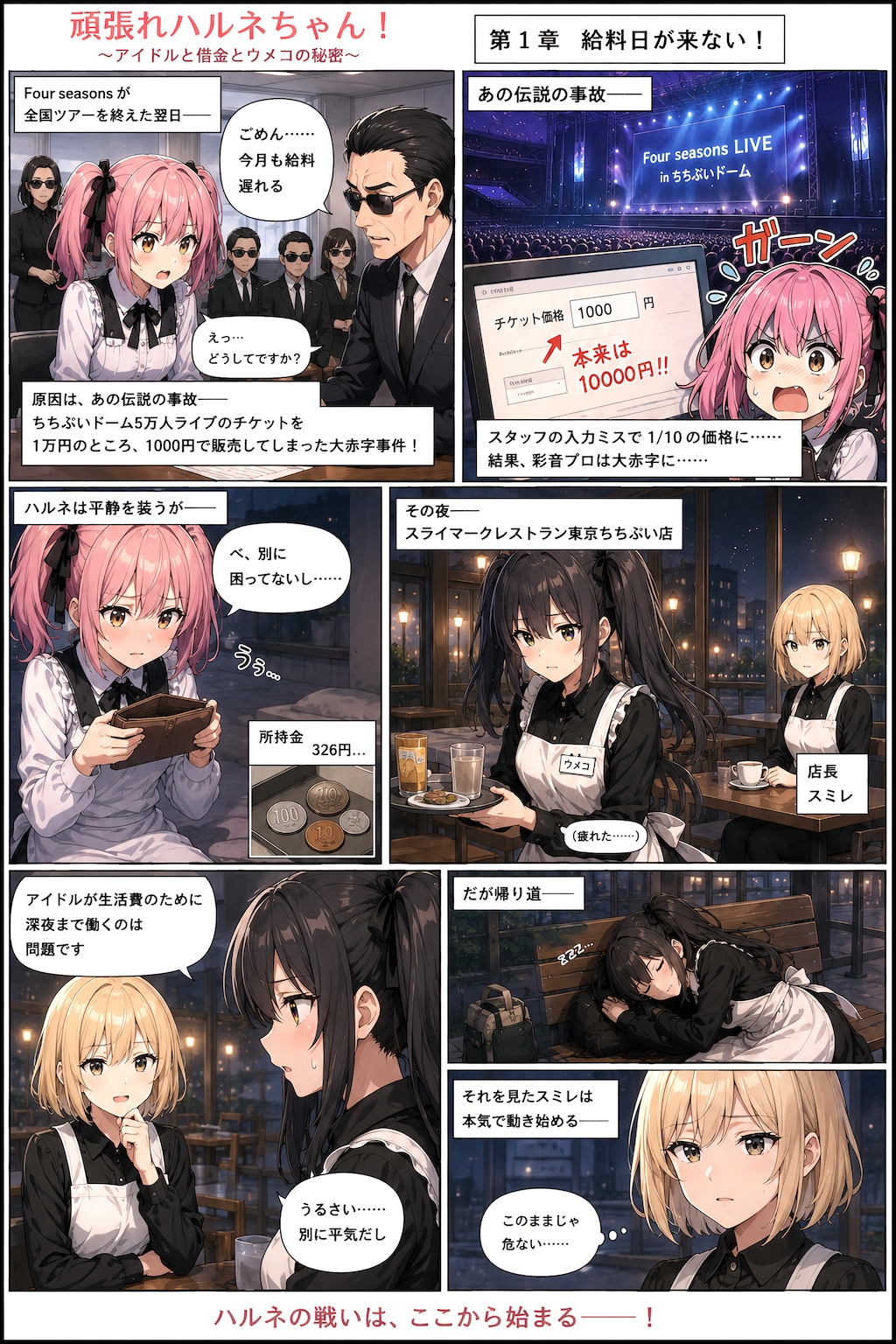 頑張れハルネちゃん〜アイドルと借金とウメコの秘密〜第1章〜第3章
