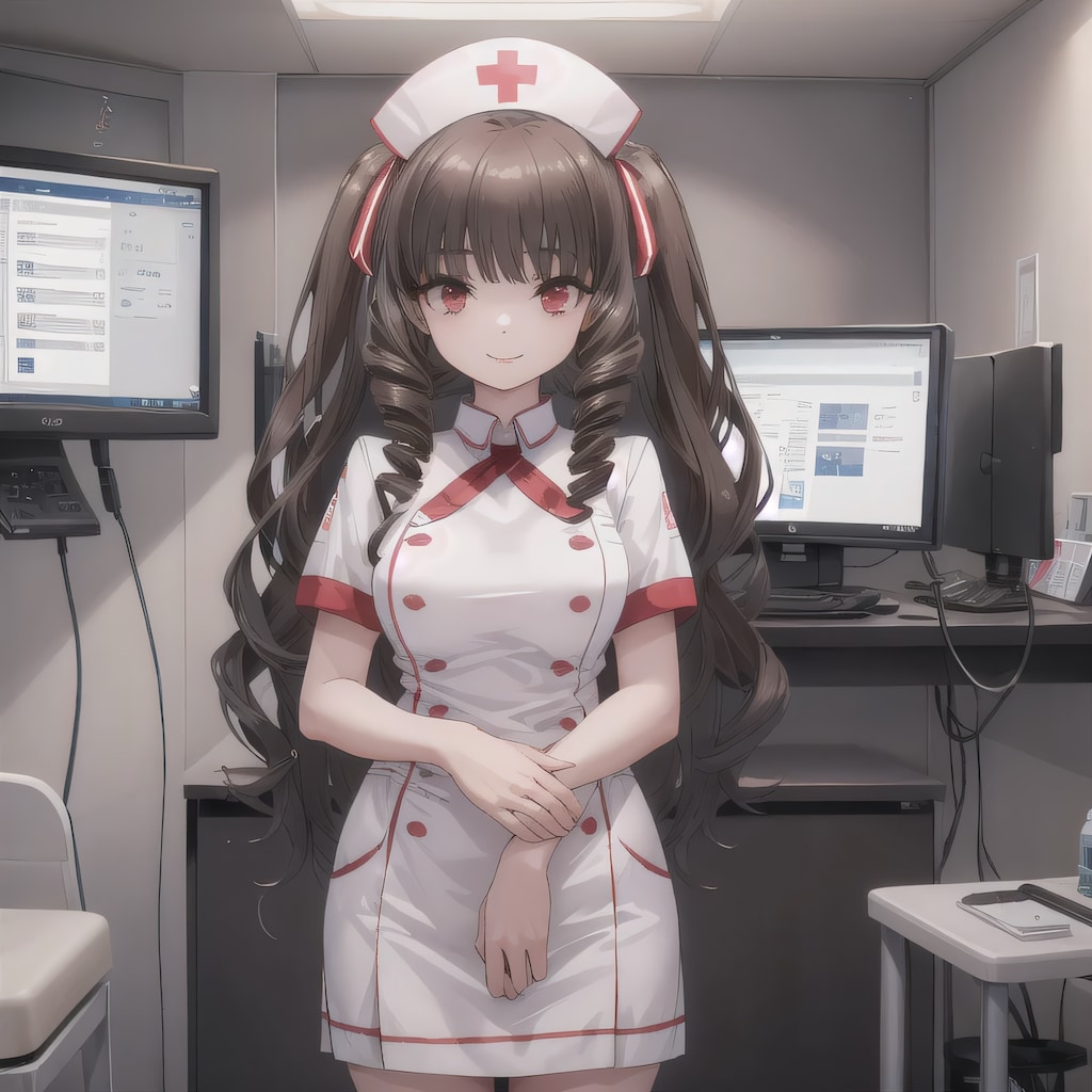 黒髪ロングで白衣の少女５１