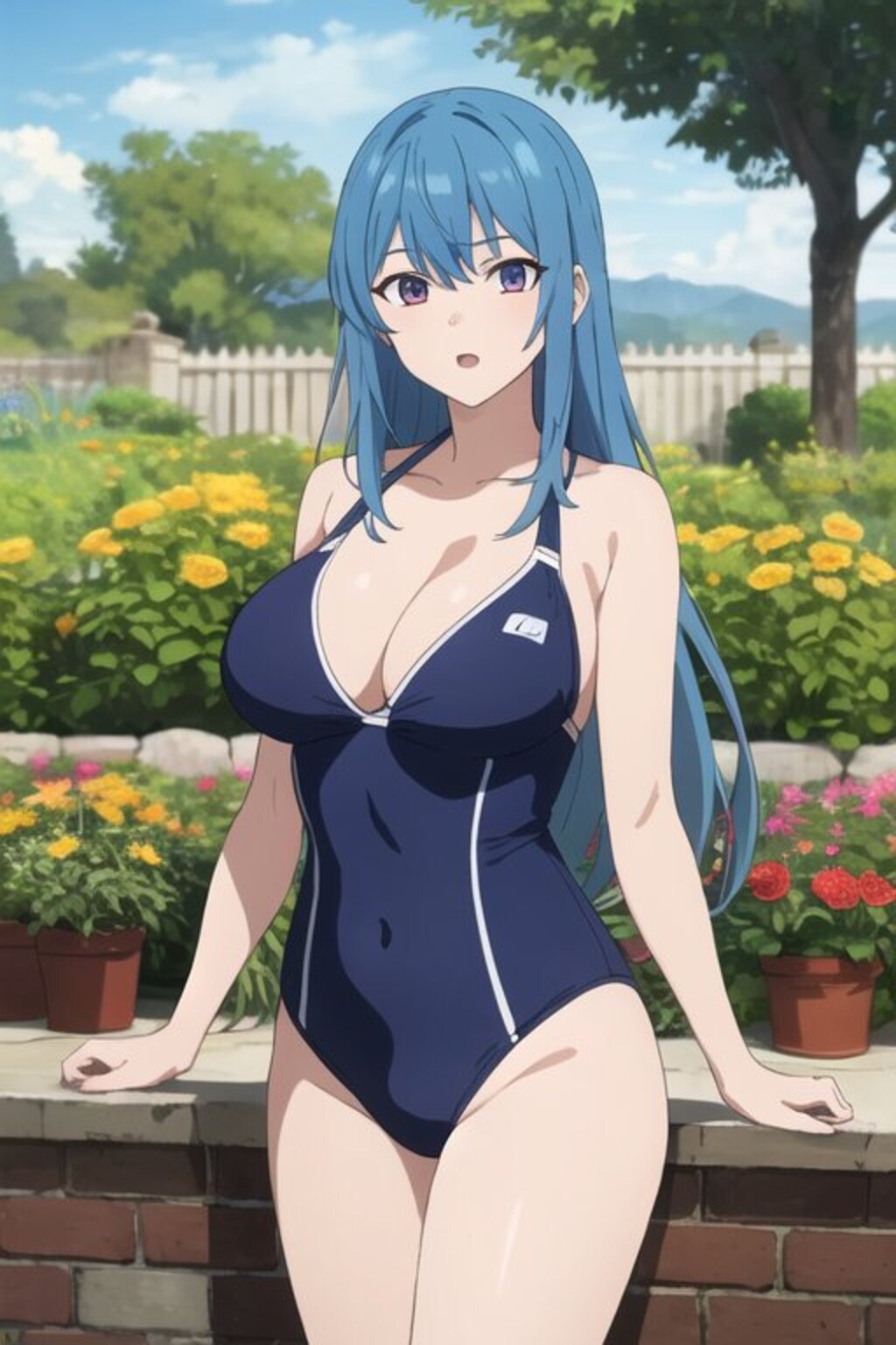 庭のスク水