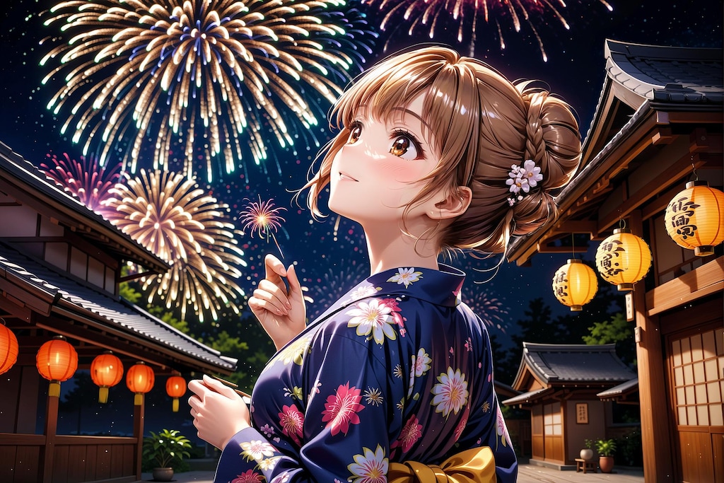 花火と浴衣の君