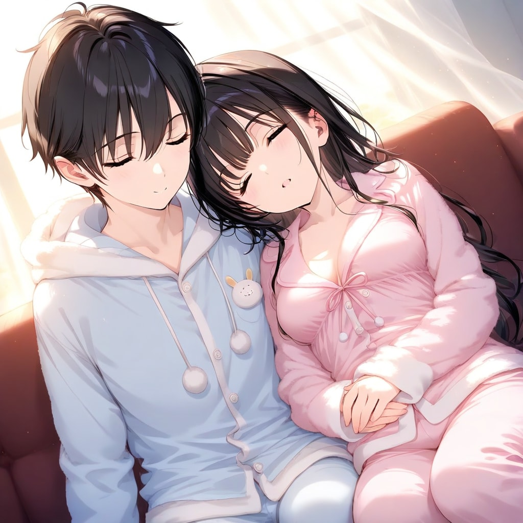 手を繋いで寝る兄妹