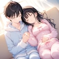 手を繋いで寝る兄妹 2枚目