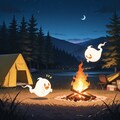 キャンプファイヤーとお化けさん 2枚目