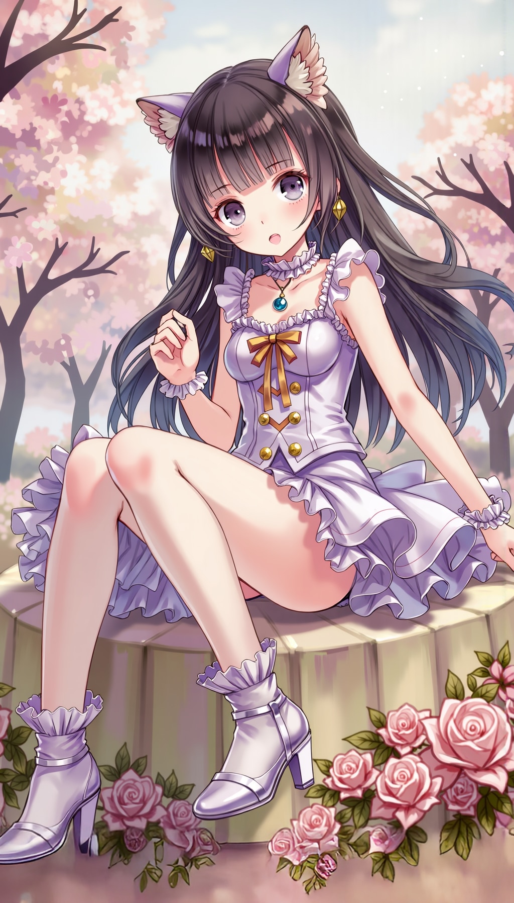 花舞う猫姫の優雅な午後