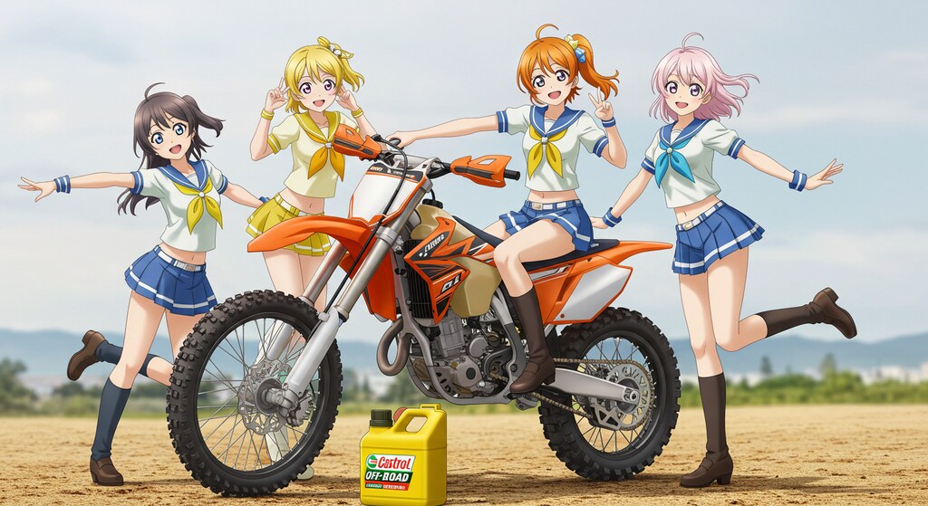 アニメキャラとモトクロスバイク