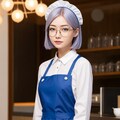 喫茶店で働くメガネ女子 3枚目