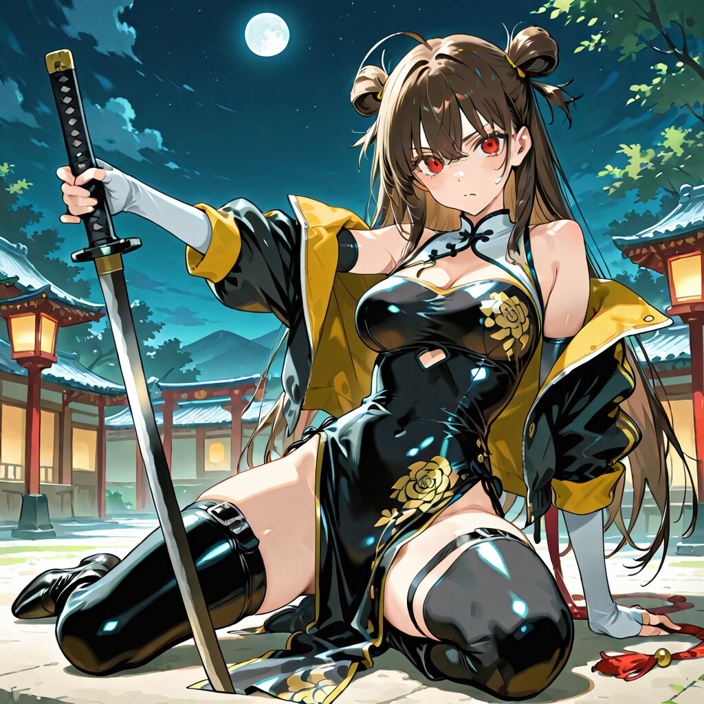 チャイナドレス＋月