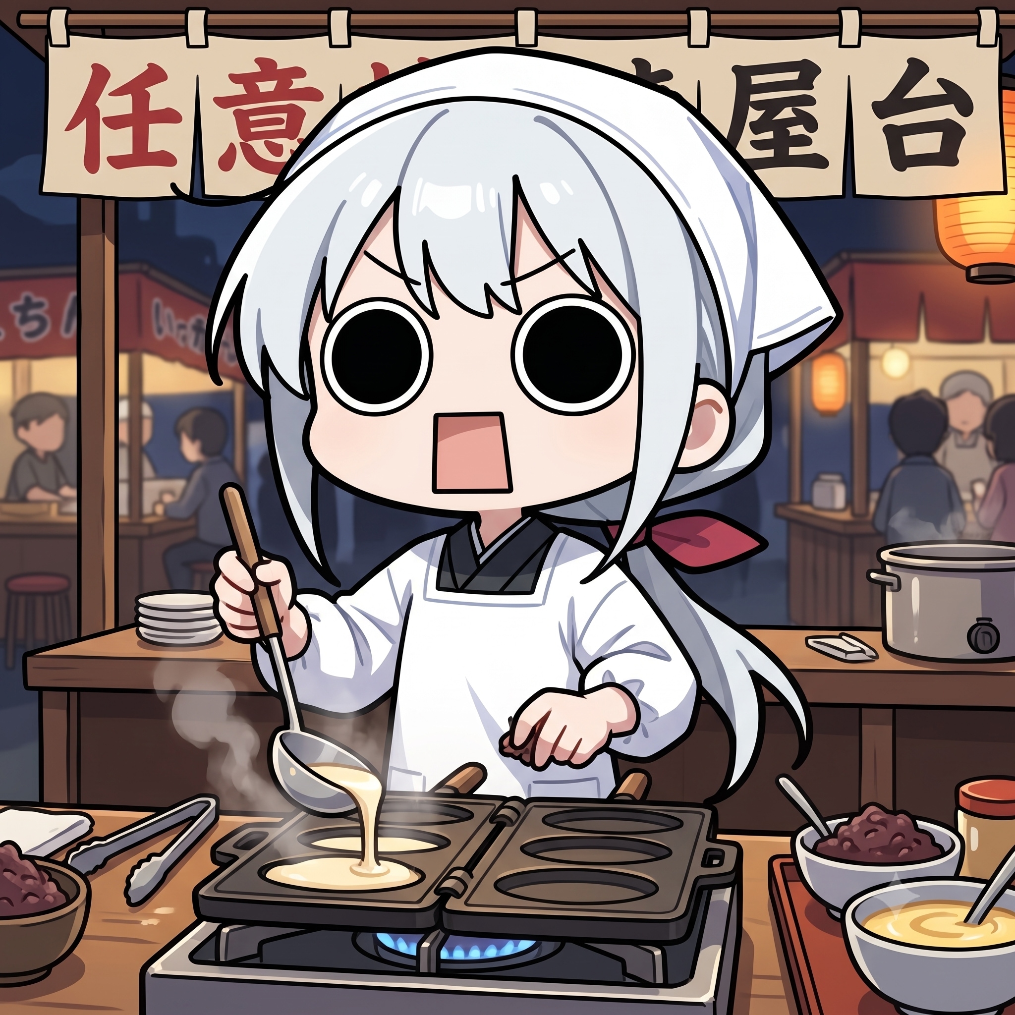 任意焼きを屋台で焼くえらいこっちゃ嬢