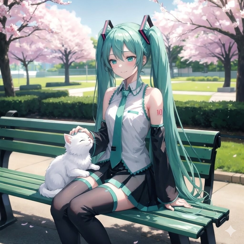 初音ミクと猫（Geminiで修正） | の人気AIイラスト・グラビア