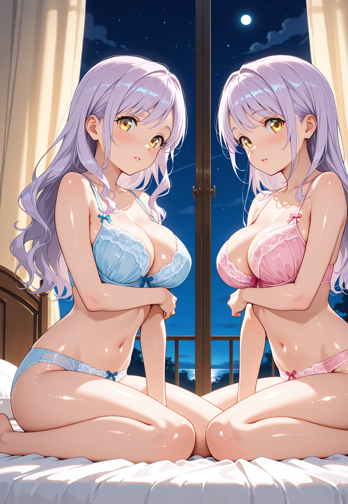 下着姿の双子ちゃん