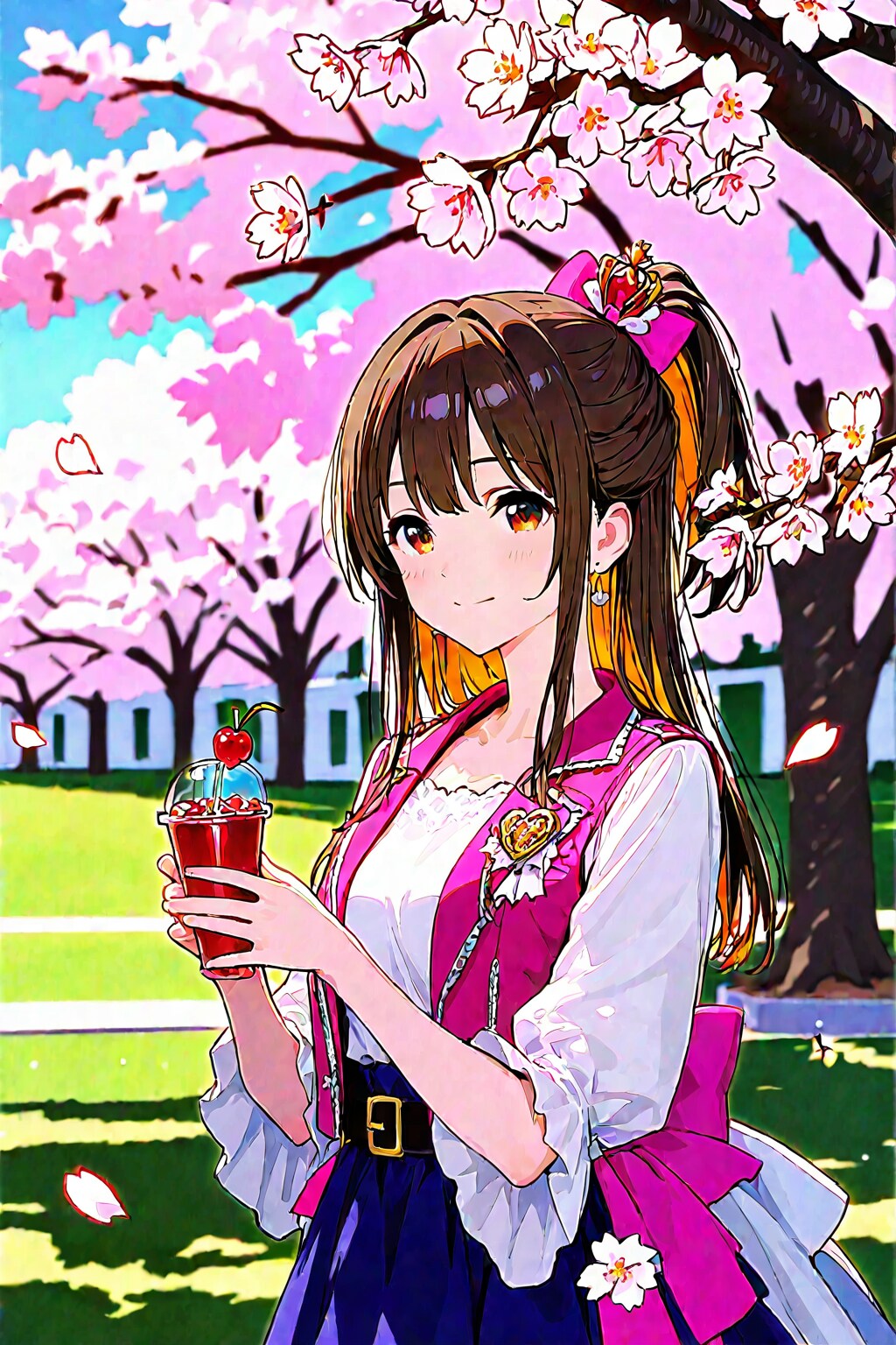 お城でお花見を楽しんでるお姫様。