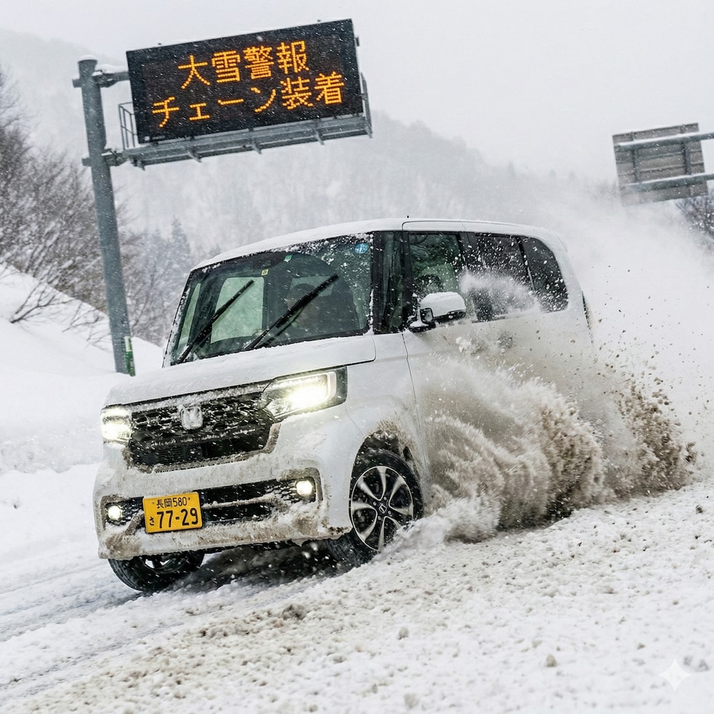 豪雪地帯を行くN-BOXカスタム